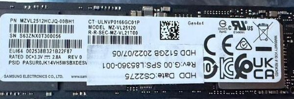 SAMSUNG 512GB NVME M.2