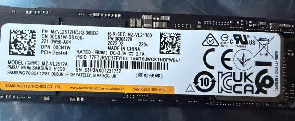 SAMSUNG 512GB NVME M.2
